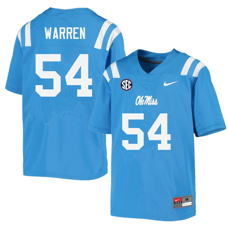 Men #54 Zaid Warren Ole Miss Rebels College Football Jerseys Sale-Power Blue